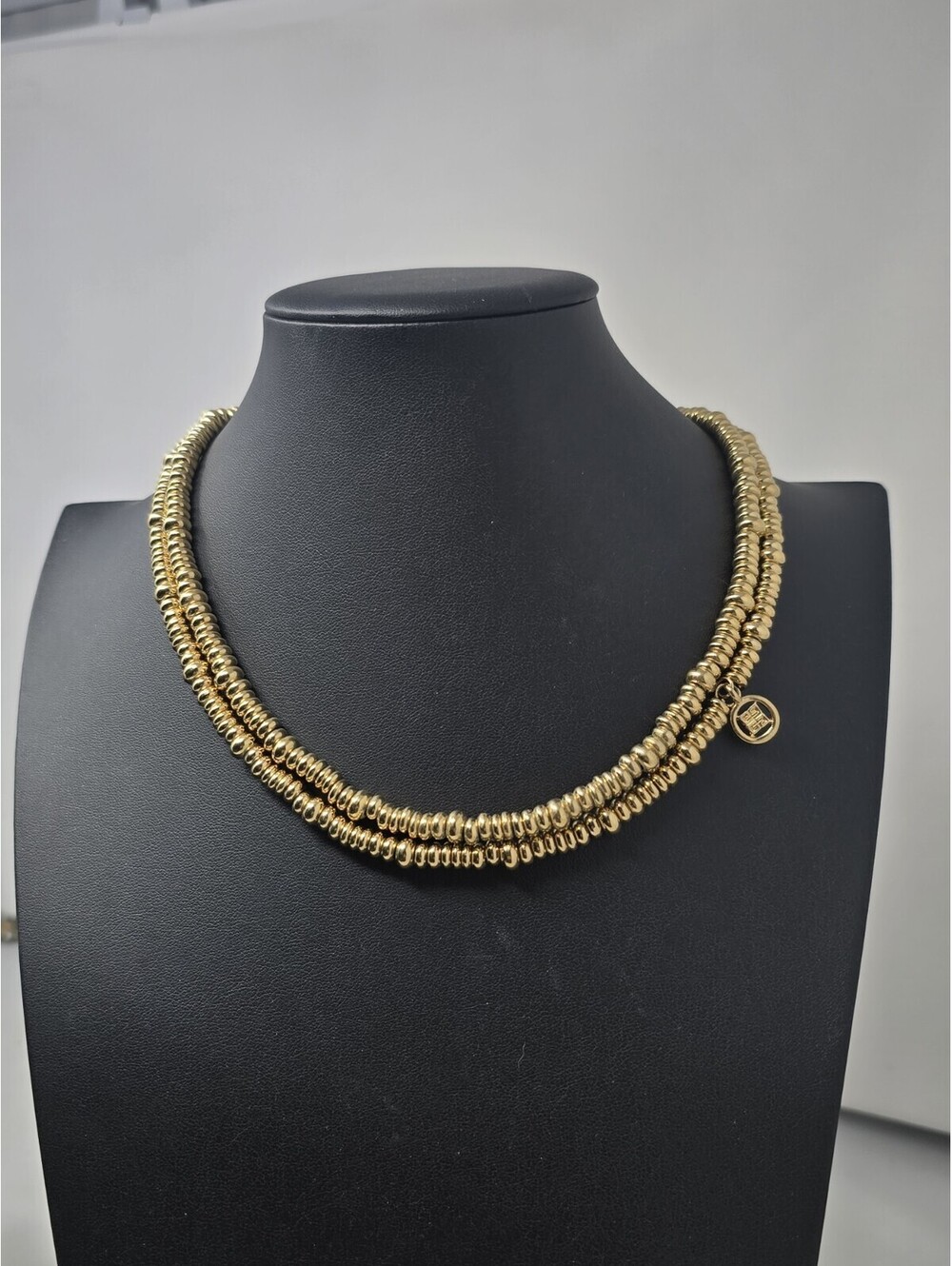 Vintage Givenchy Gold Tone Bead Sautoir Necklace 40 in Logo